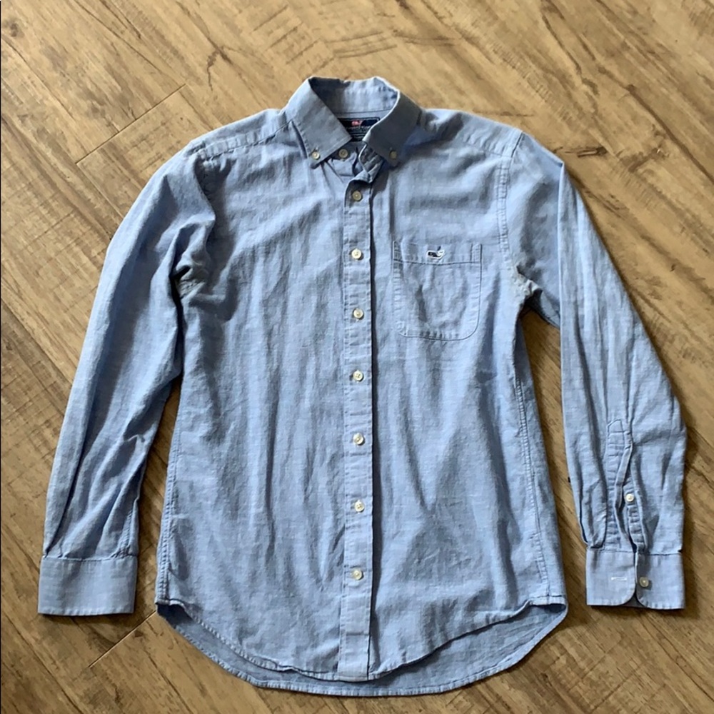 Vineyard Vines Blue Linen Men’s Button Down